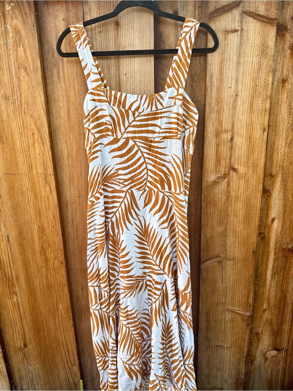 MSK White Maxi Dress with Mustard Leaf Print